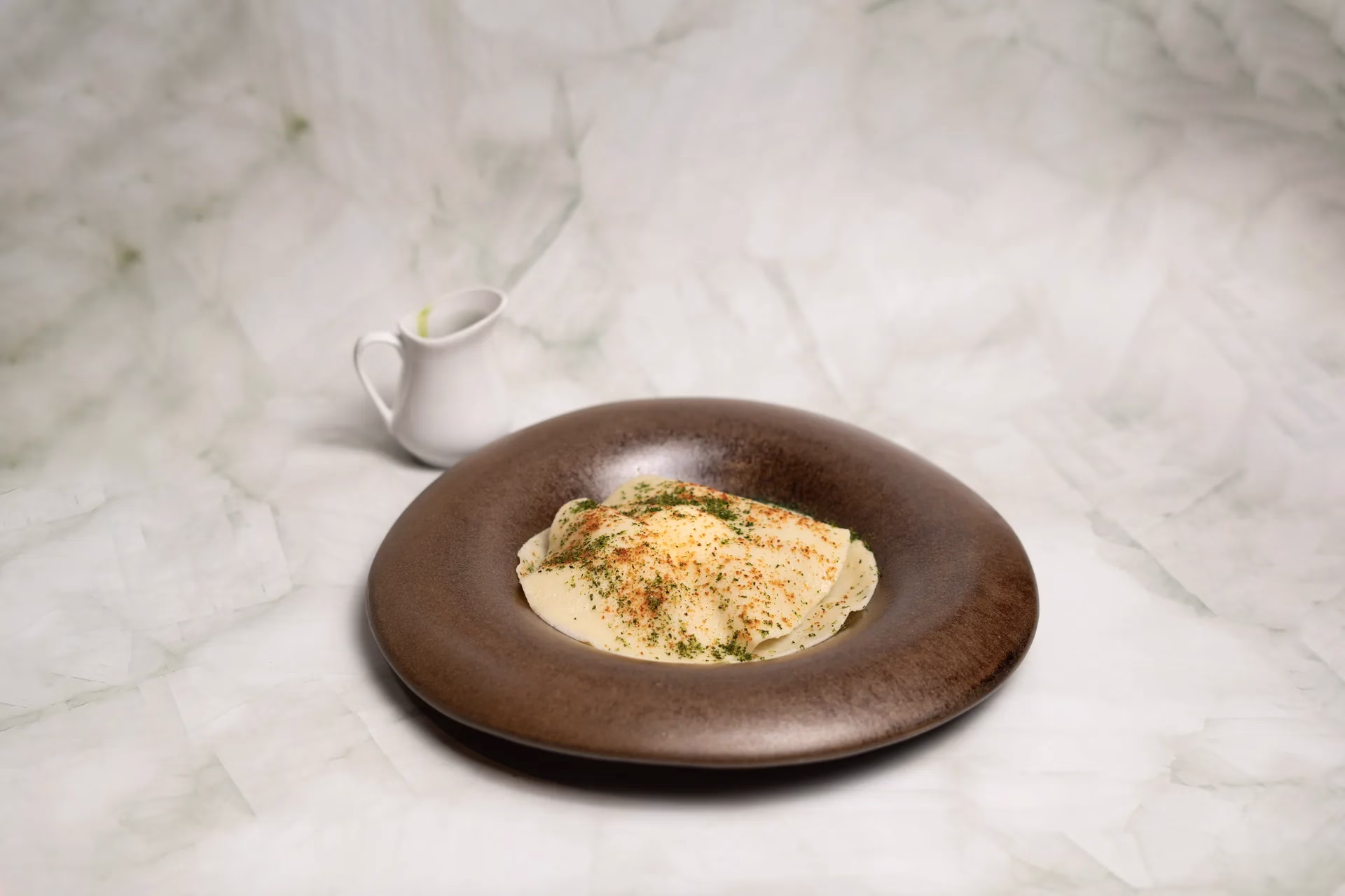 Raviolo aperto e polpette Origini restaurant italien Paris